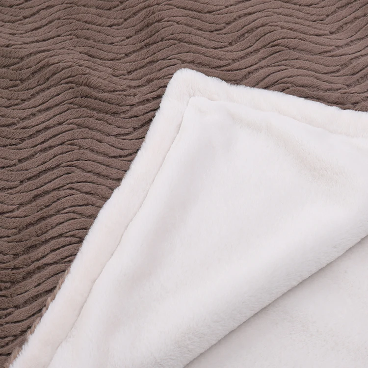 高品质的自定义双层压花灰色仿兔子毛皮毯子冬季