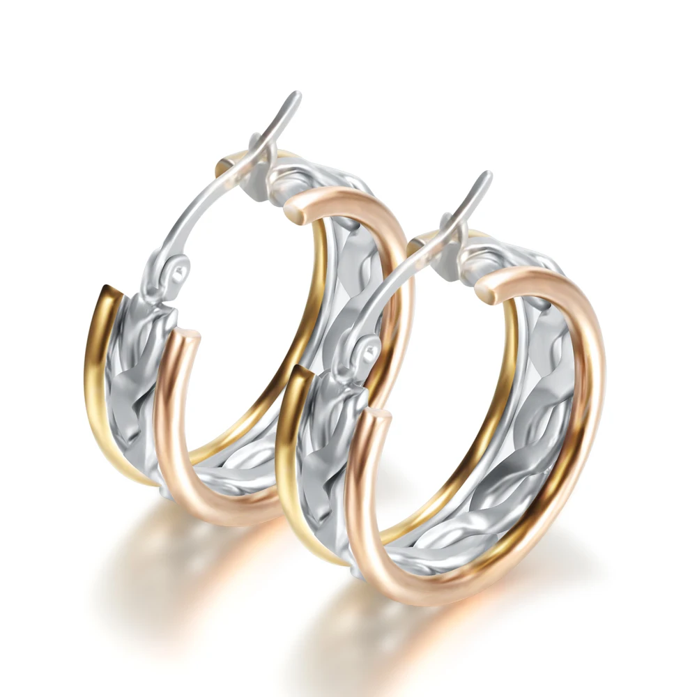 joyas de acero inoxidable Stainless Steel Jewelry Gold And Silver Women's Hoop Steel Earrings For Female