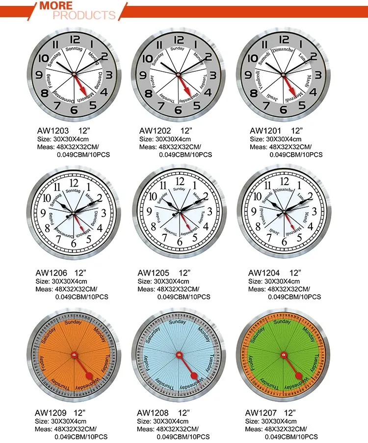 Round Calendar Time Clock Aluminium Week Wall Mounted Clock Buy