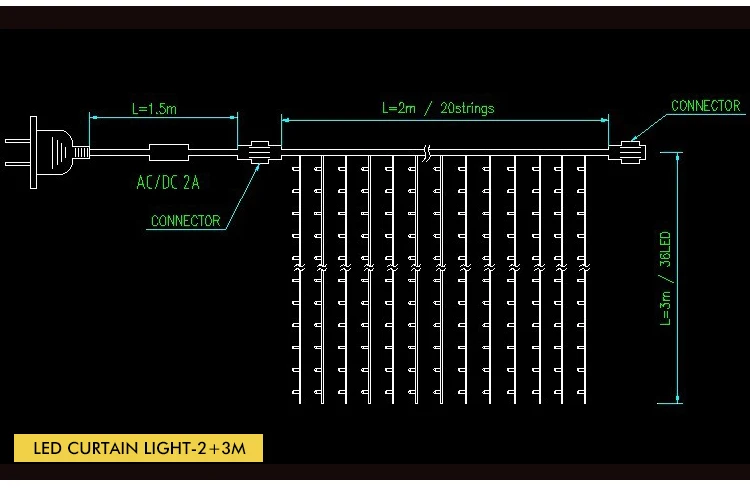 ip65 christmas decorative led curtain light