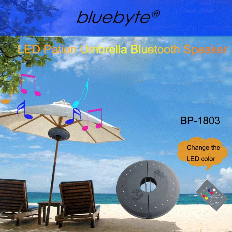 Patio Umbrella Bluetooth Speaker With Led Lights Disco Light Party Speakers Remote On