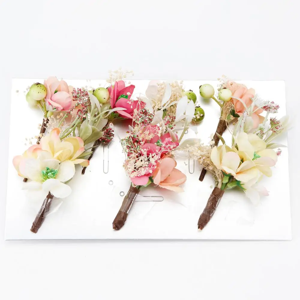 

Boutonniere Pins Coat Men's Bridal Hair Wedding Cheap Brooch Set Mini Artificial Flower Corsage