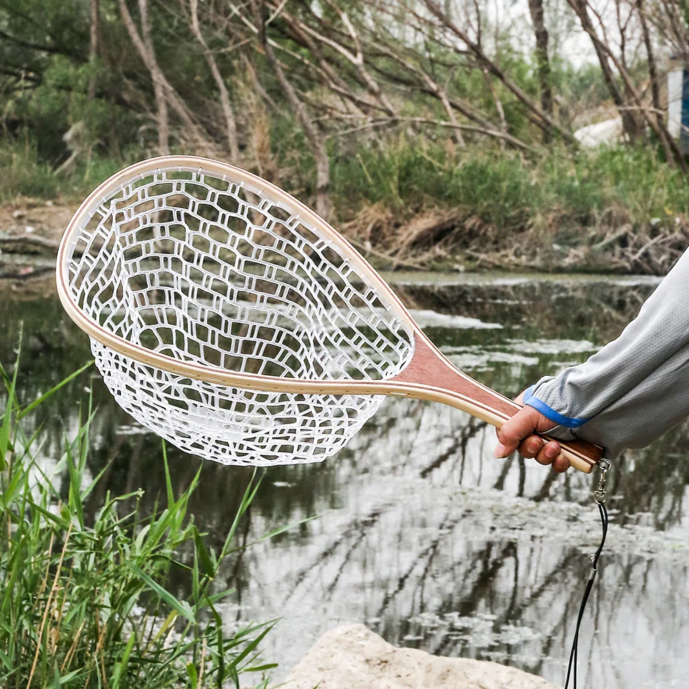 

New Fishing Accessories fly fishing landing net soft rubber mesh landing net, White/balck/customized