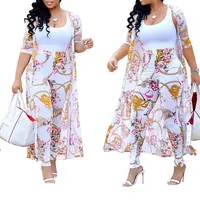 

80625-MX65 fashion 2 piece sets printed long top design women jumpsuits