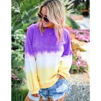 

women ladies Gradient colour long sleeve thin T-shirt Long tie dye lady's jacket T shirts