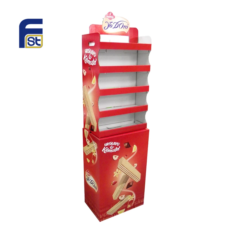 Advertising Pop Up Portable Biscuit Display Shelves Cardboard For ...