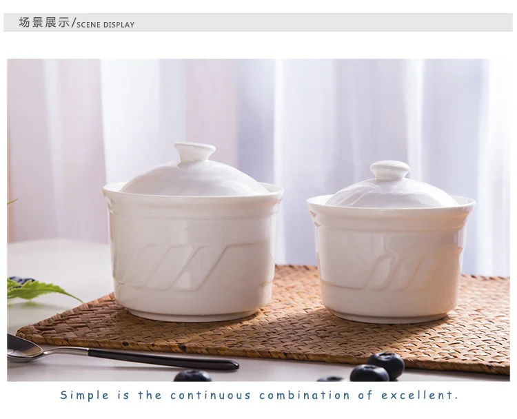 Chinese 4" 4.5" White Ceramic Soup Tureen Ladle