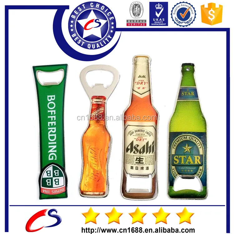 

custom bottle shape epoxy beer metal bottle opener with magnet, Silver;chromeplate;gold/custom