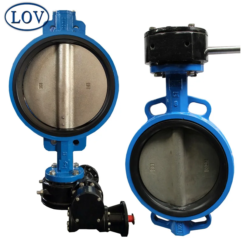 Dn450 450mm Cast Iron Body Ductile Iron Disc Double Flange Butterfly