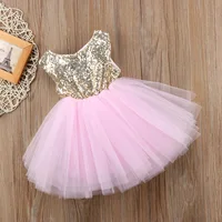 

Hot Sales Children Clothing Sequins Baby Flower Girl Backless Tutu Dress YM001