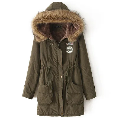 

Free Shipping Winter Women Coat 2019 Parka Casual Outwear Military Hooded Coat Woman Clothes Fur Coats, As show coat