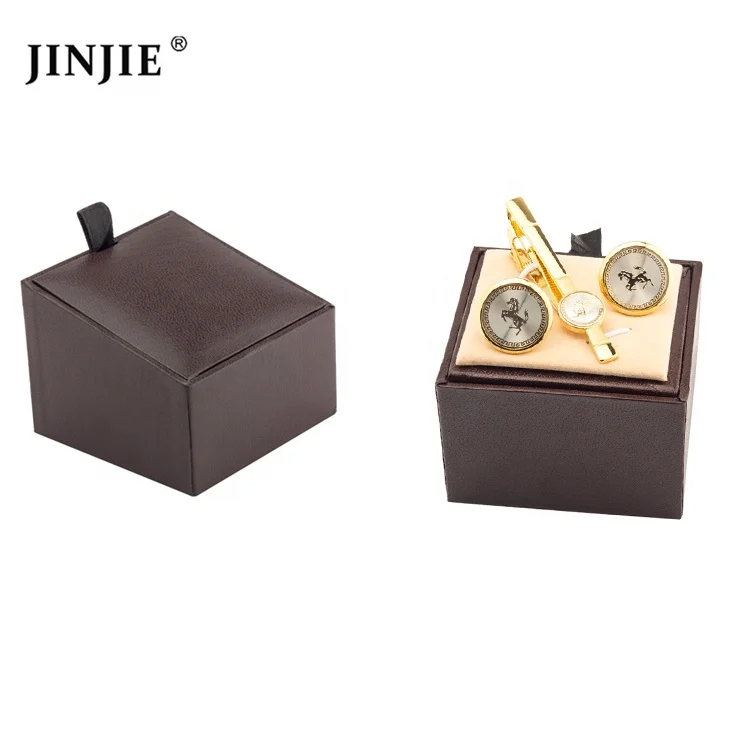 

Factory custom black PU leather cufflink packing boxes and personalized jewelry storage case for sale