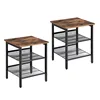 SONGMICS Industrial accent side table best tables wooden bed with Adjustable Mesh Shelves