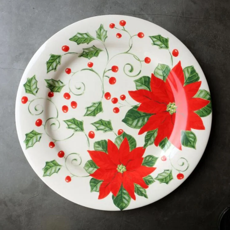 
color glazed hand paint round pizza plate 