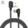 2018 Amazon Alixpress Hot Selling Mcdodo Elbow USB Type C Android Devices LED Lights 2.4AHigh Current Gaming Charging Cable