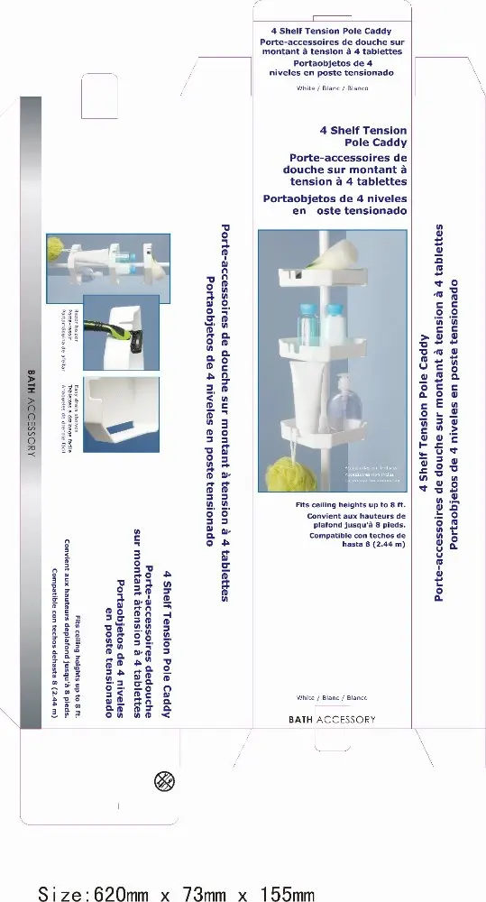 
4-tier corner shelf with mirror basket bath shelf 