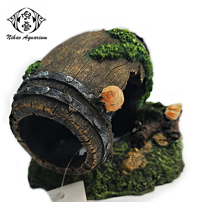 Fish Hide Toy Aquarium Polyresin Decorations Ornament Barrel Design Fish Tank Accessories Buy