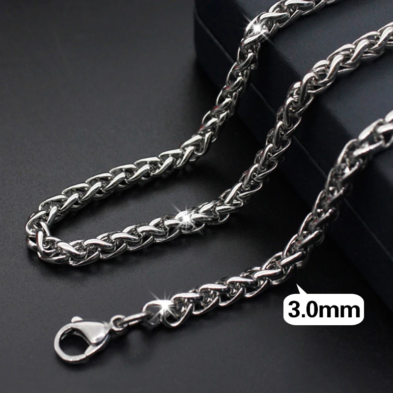 

GGCXL0001 Fashion 3.0mm Man Stainless Steel Chain Necklace For Men Silver Titanium Cross Keel Link Chain Wholesale Drop Shipping