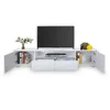 Modern white high gloss 2 door 2 drawer tv stand unit with RGB light