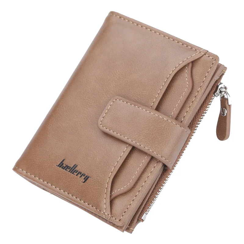 

Baellerry 2019 New Style Men's Short Section PU Leather Wallets With Hasp,Blocking Coin Purse Card Holder Case For Man, Black,khaki,brown