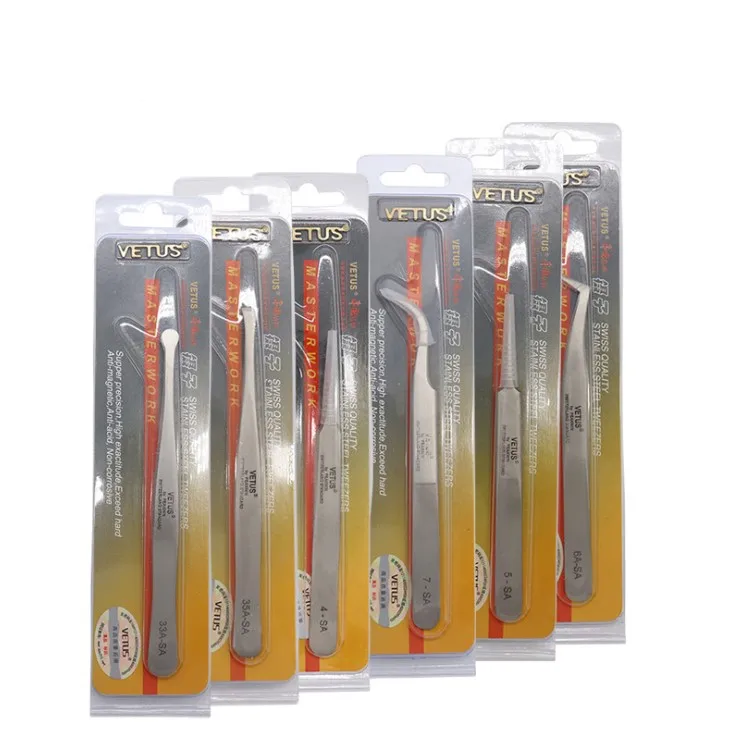 

Vetus Custom Eyelash Vetus Tweezers Eyelash Extension Tweezers, Silver