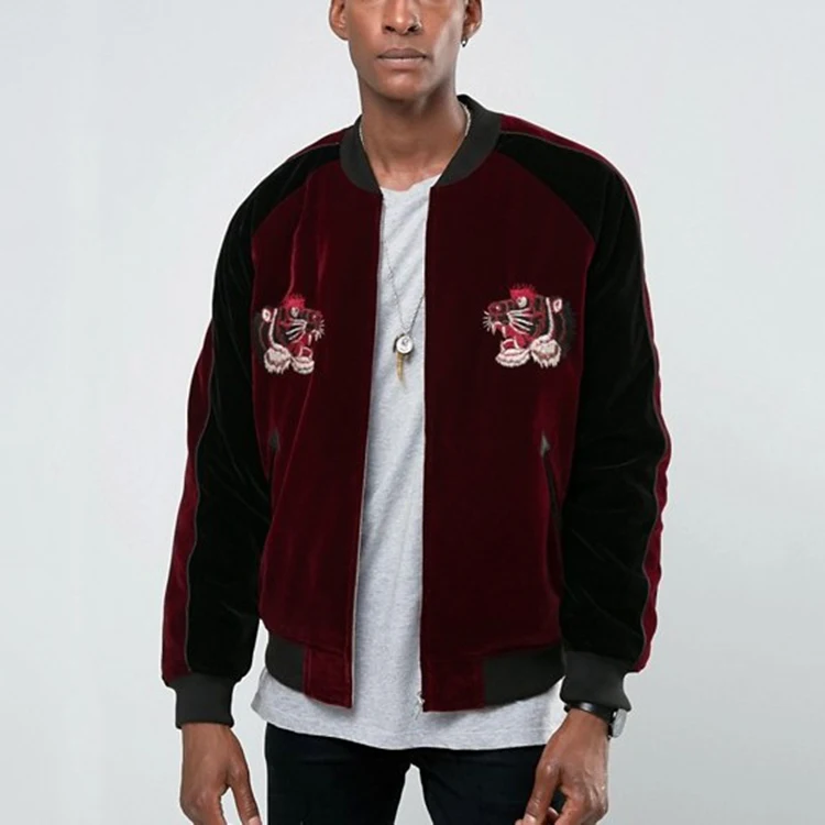 velvet embroidered bomber jacket