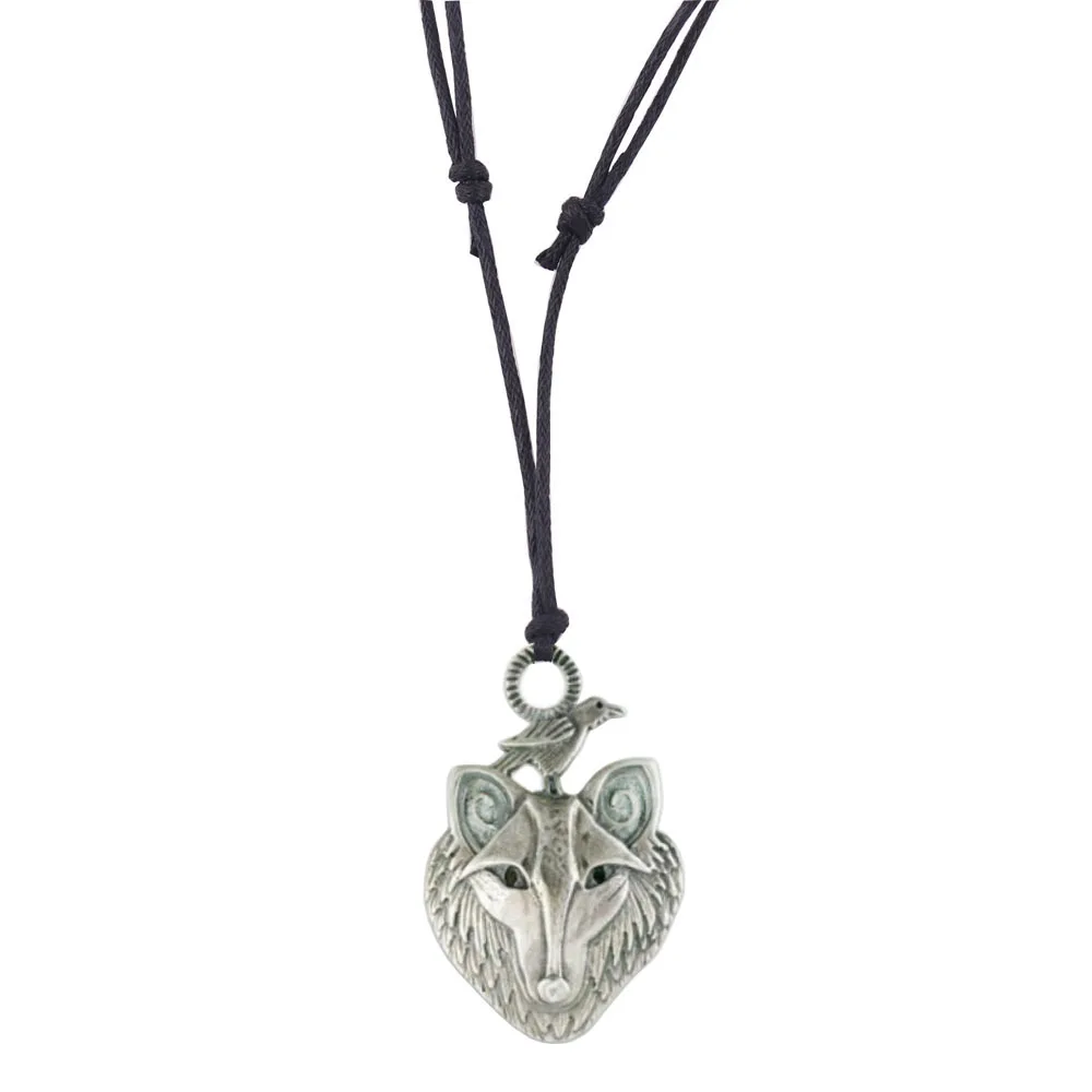 

N321 Vintage Viking Series Odin Wolf and Raven Charm Pendant Animal Amulet Necklace, As picture