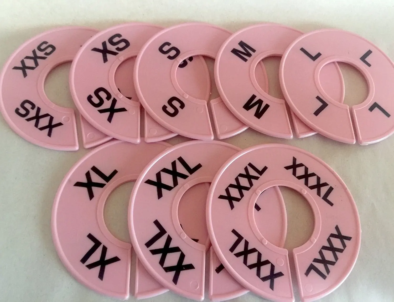 Clothing Round Rack Size Dividers PINK with Black Print XXS - XXXL