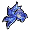 Exquisite blue gold fish sequin embroidery patch sew or iron on cloth