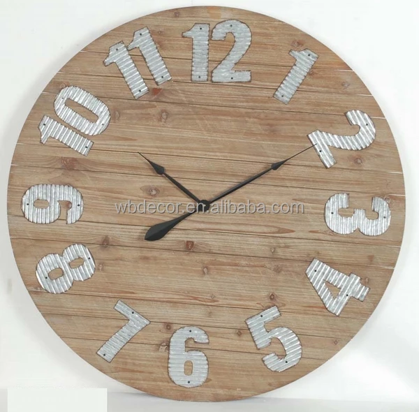 Large Galvanized Numbers Wood Clock Wall Art Collection Wood Clock Wall Art Collection