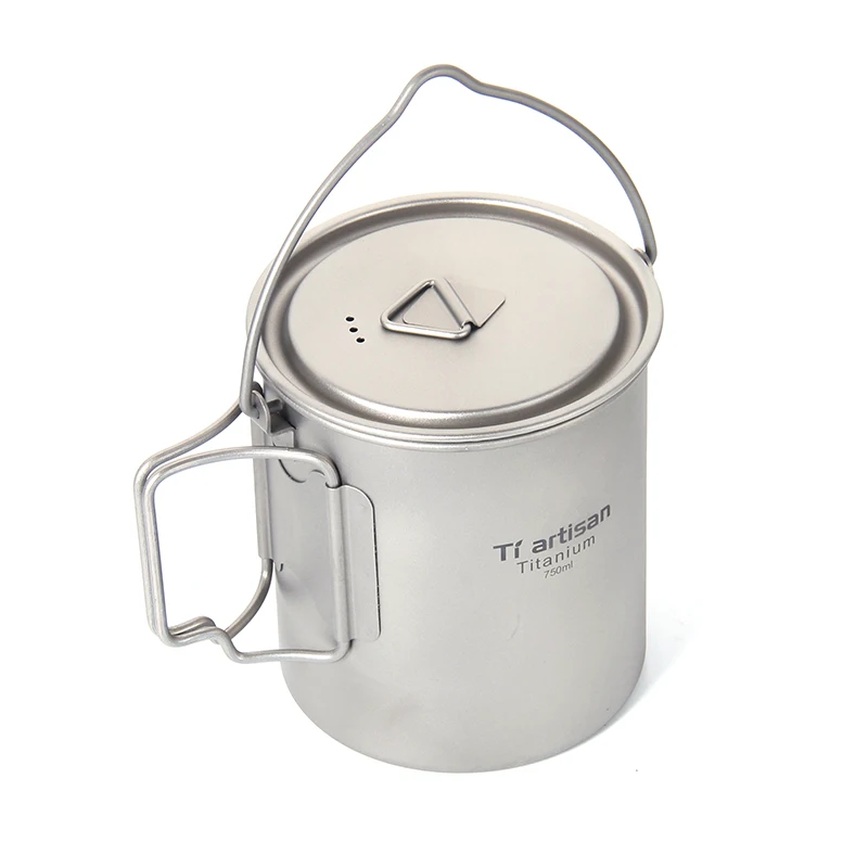 750ml Portable Titanium Coffee Pot with Folding Handle Pot