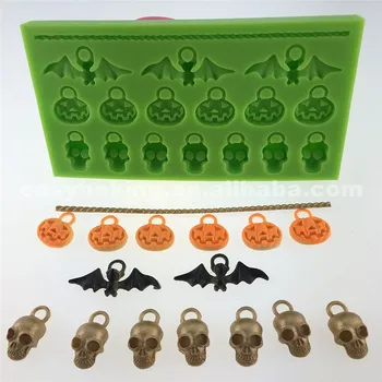 Whole Pumpkin Bat Human Skeleton Shaped Clay Pendant Whole Pumpkin Bat Human Skeleton Shaped Clay Pendant Silicone Mold