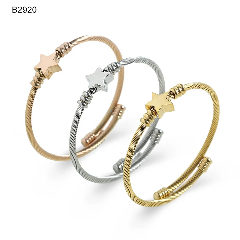 

B2920 New arrivals Stainless steel high quality three for one bracelets hot sale star bangle never fade