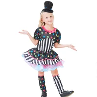 

Child Girls Cute Clown Costume Kids Circus Fancy Dress Outfit Cosplay Masquerade Halloween Costumes Female Alice Clown DN2294-2