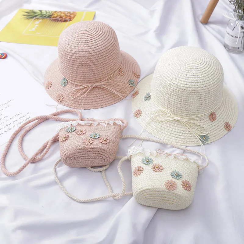 Summer Cute Hats And Straw Bags Kids Girls Gift Beach Sets - Buy Straw ...