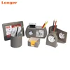 Hot Selling Attractive Personalized grey leather gift set pen holder table clock