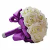 Artificial Crystal Bridal Wedding Bouquet Silk Flower Bridesmaid Foam Bouquet