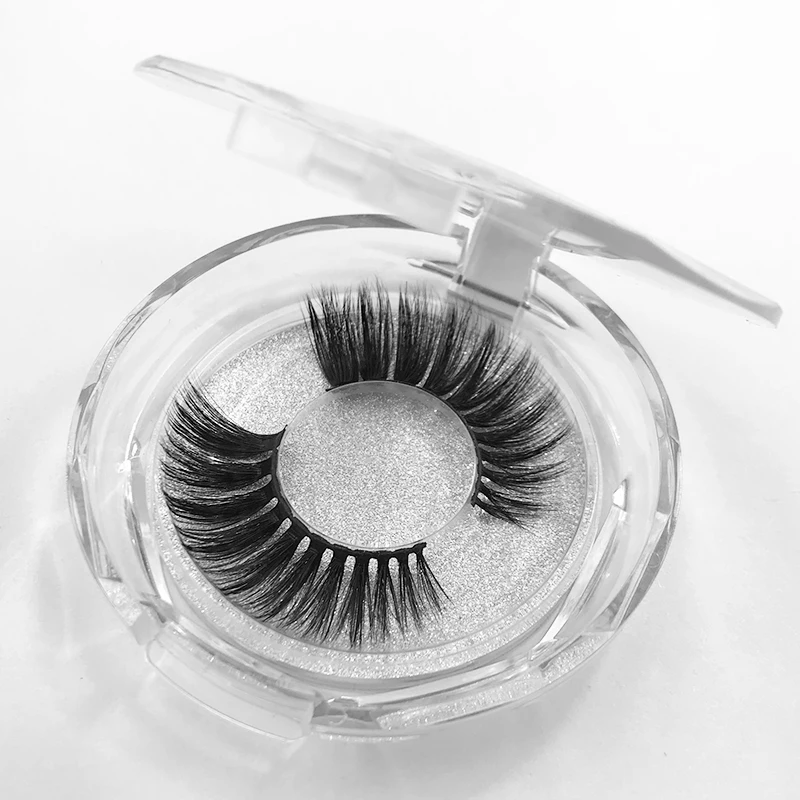

2019 Transparent diamond box new design 3d fiber false eyelashes Custom 3D fiber faux mink eyelashes