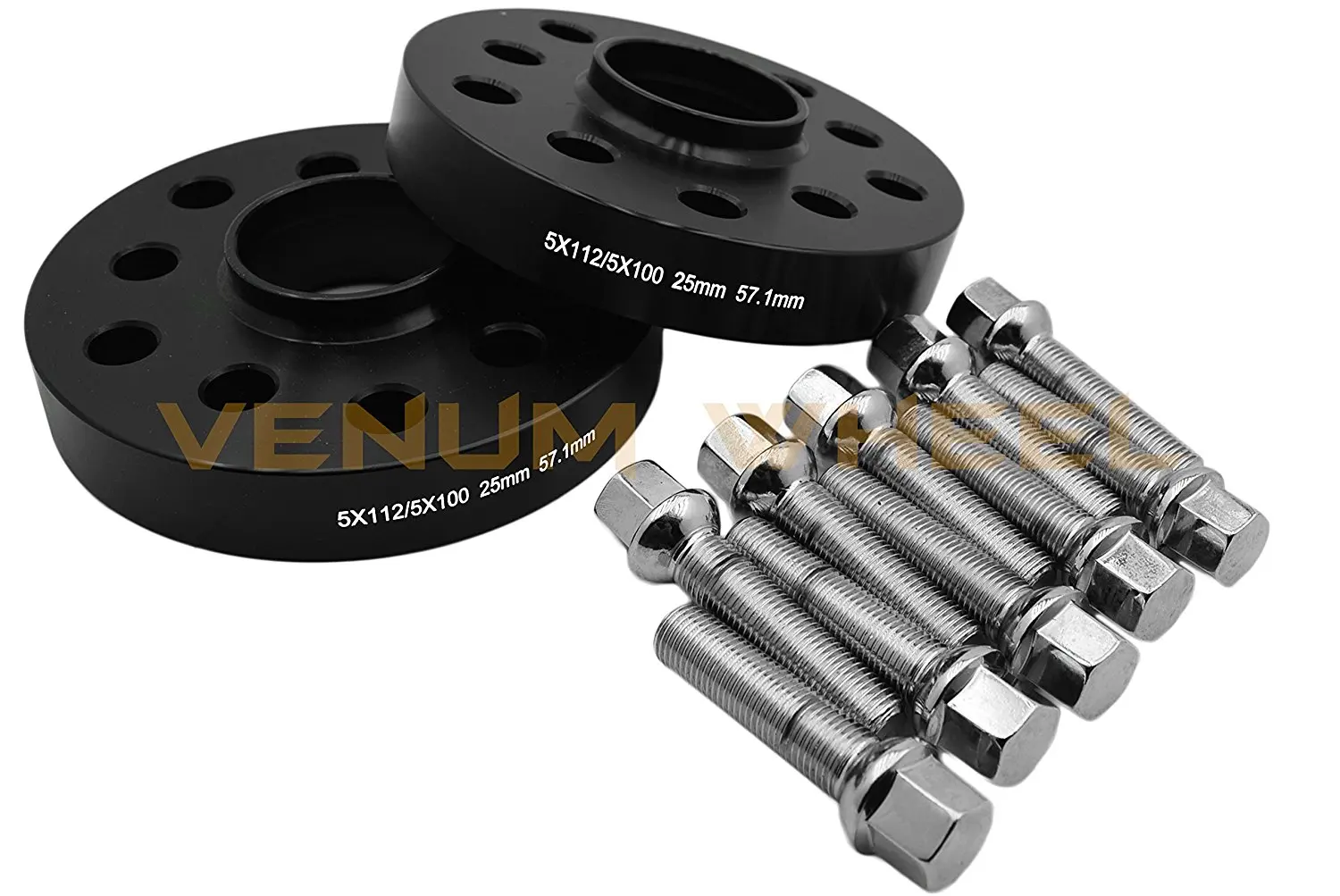 4 PC 20 MM THICK 5x112 MM GRAY HUB CENTRIC WHEEL SPACERS 66.6 HUB BORE FITS 2009-2018 AUDI VEHICLES BLACK LUG BOLTS