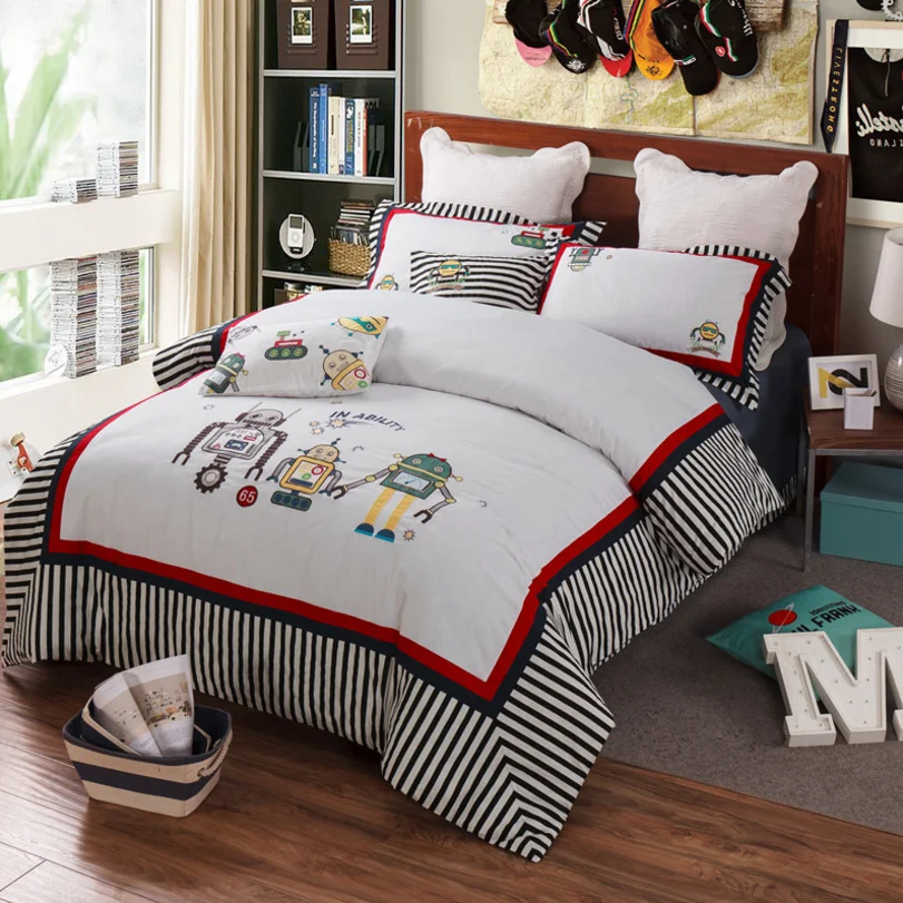 
100% cotton Embroidery Train Passed in Cartoon Style child and kids bedding, duvet cover, comforter,quilt 