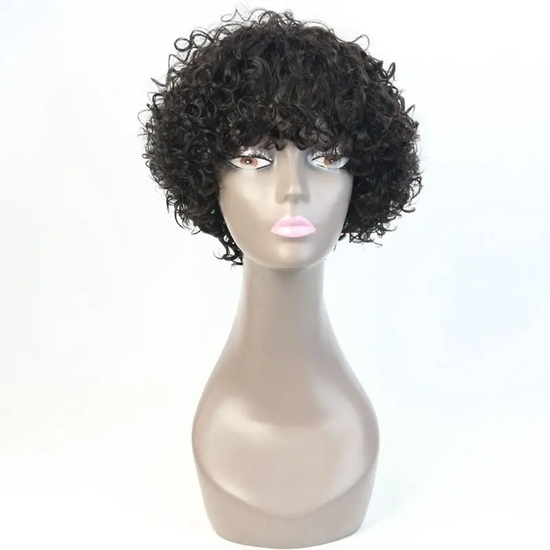 

Joywigs Hot selling Human Hair wig short Curly brazilian hair machine made Bob None lace wig