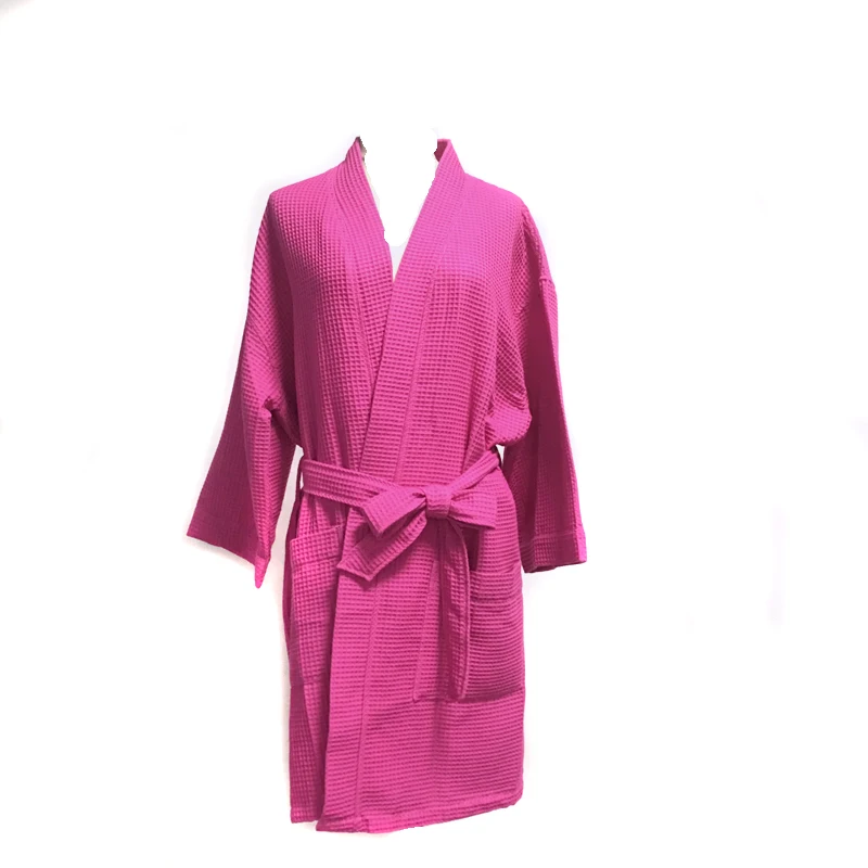 

DOMIL Wholesale Ready To Ship Monogram Robe Waffle Personalized Mother's Day Gift Kimono Wear Waffle DOM-108540, Pink,white