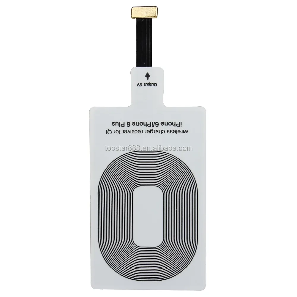 

QI ROHS certificate wireless charger receiver pad for iphone charger receiver for battery charging for iphones 8 7 7S, White