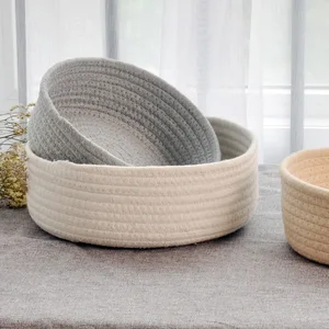 Image of APHACATOP High quality Indoor Sundries Cotton Rope Woven Storage Basket woven rope basket