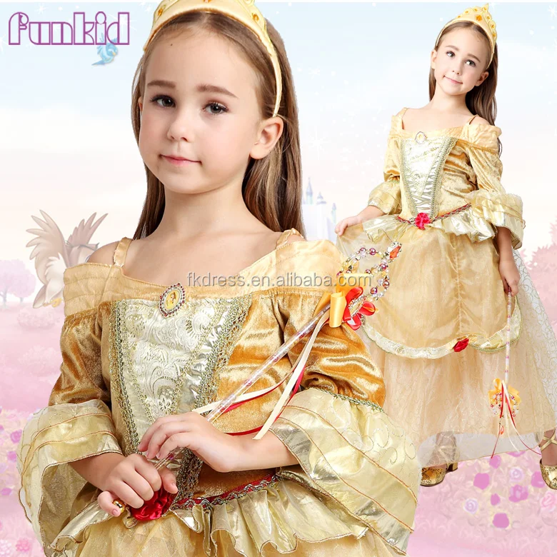 

2017 new kids christmas golden beauty fancy dress costume, As per the pic