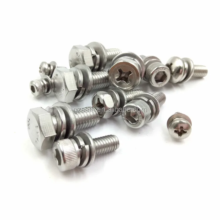 Custom Stainless Steel 304 & 316 Sems Combination Screws with Captive Washer