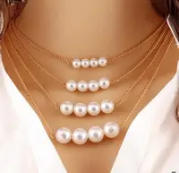 

2016 Fashion multi layer necklace pearl necklace collar choker with pendant women statement jewelry