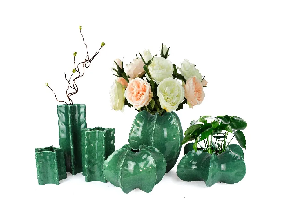 Flower Vase Home Decor Leaf Shaped Ceramic Modern Tabletop Vase CLASSIC Opaque factory