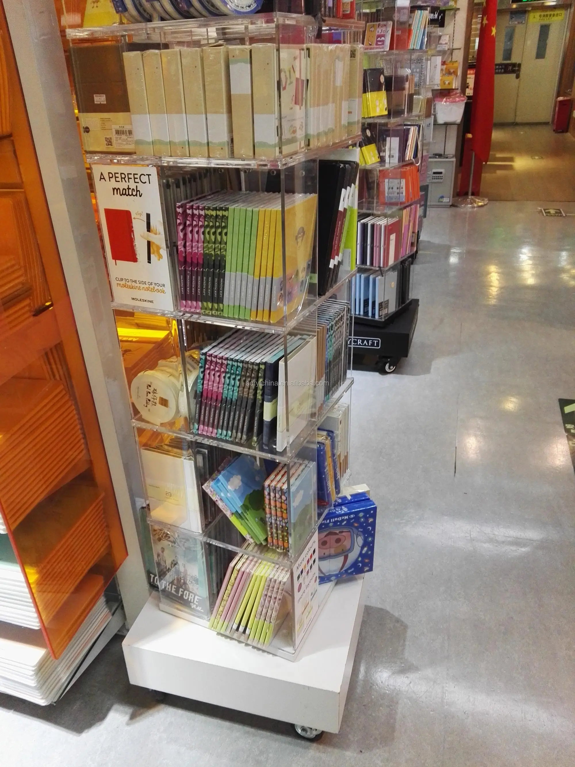 Customized Floor Acrylic Rotating Book Display Stand Buy Book Display