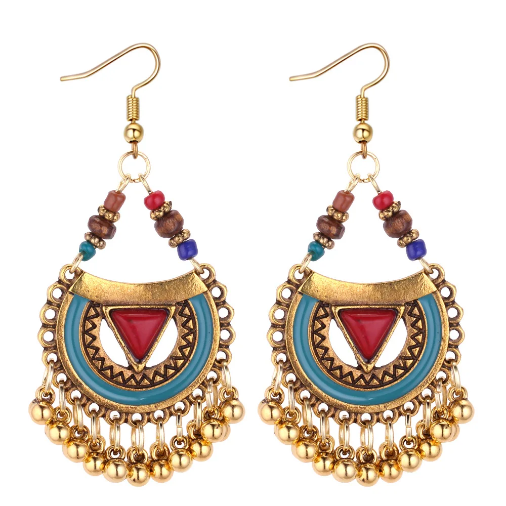 

Wholesale vintage enamel indian tassel jhumka earrings